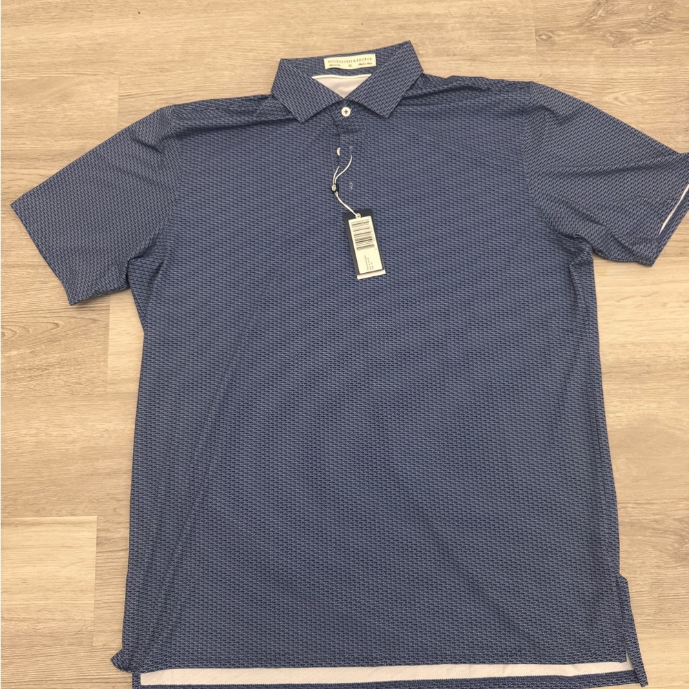 Holderness &Bourne Men’s Golf Polo The Frame Shirt Aberdeen Blue White Sz XL NWT